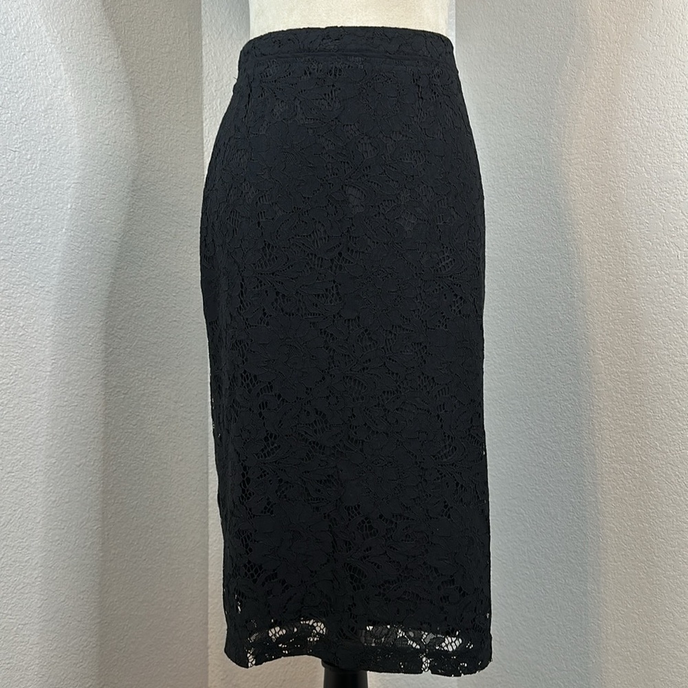 Who What Wear Black Lace High Waisted Pencil Midi Skirt Size 6 NWOT - Picture 9 of 11